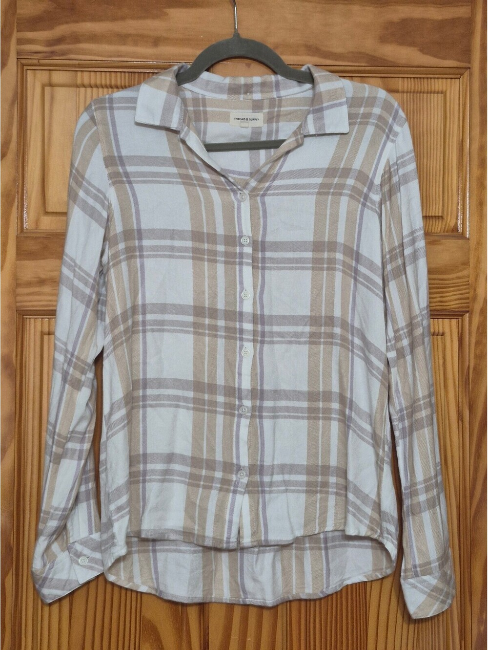 Thread and Supply plaid button front shirt size S